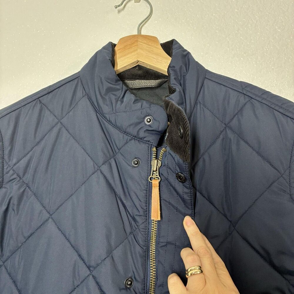 J.Crew Jacket Mens Small Navy Quilted Full Zip Stand Collar Pockets Insulated - Picture 7 of 16